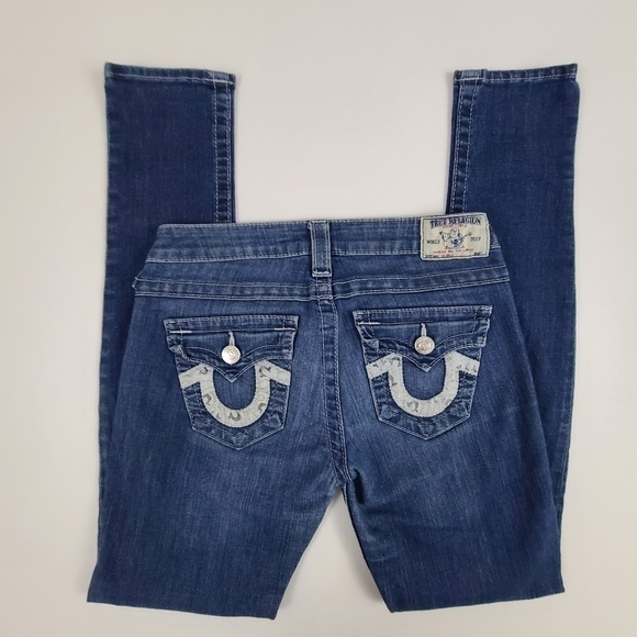 True religion Skinny Jeans Low Rise Flap Pocket Denim Medium Wash, Size 27 - Picture 16 of 16